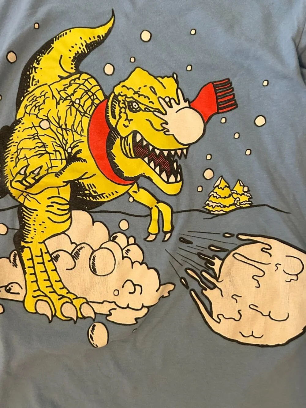 The Children's Place Boys Long Sleeve Dino Snowball Graphic Tee Boys Size Medium